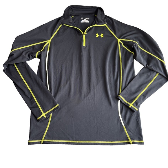 UNDER ARMOUR Mens Medium Black 1/4 Zip ColdGear Performance Running Shirt - Picture 1 of 6